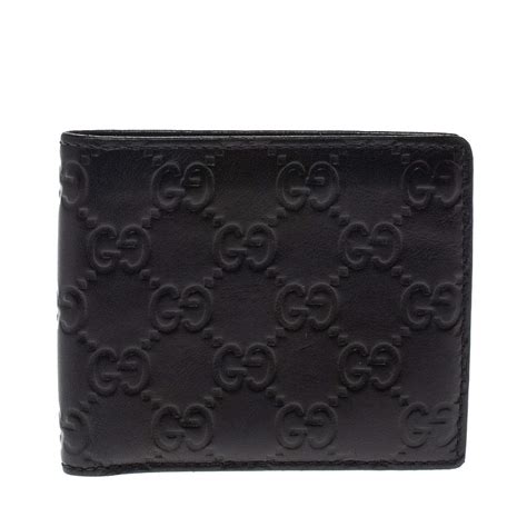 en's black 100 authentic leather bifold gucci wallet